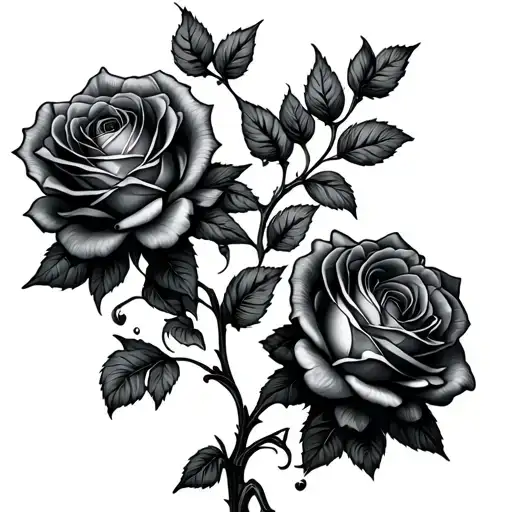 Vine With 3 Roses Blooming