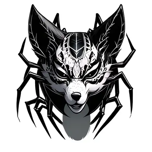 Spider Lillys Around Kitsune Mask Surrounded