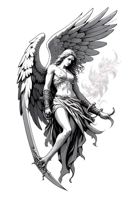 Arch Angel Holding A Sword