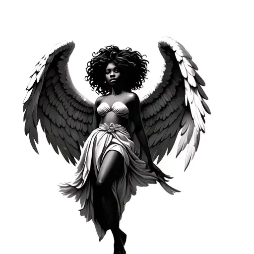 African Angel Full Body With Wings Spread