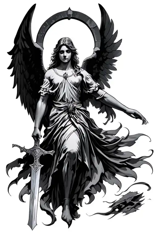 Arch Angel Holding A Sword