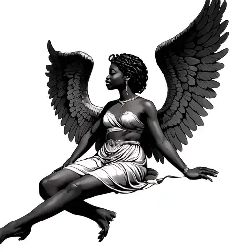 African Angel Full Body With Wings Spread