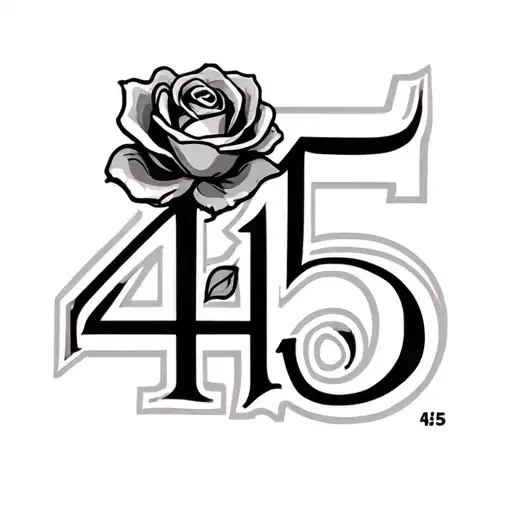 Number 45 With Small Rose Incorporated