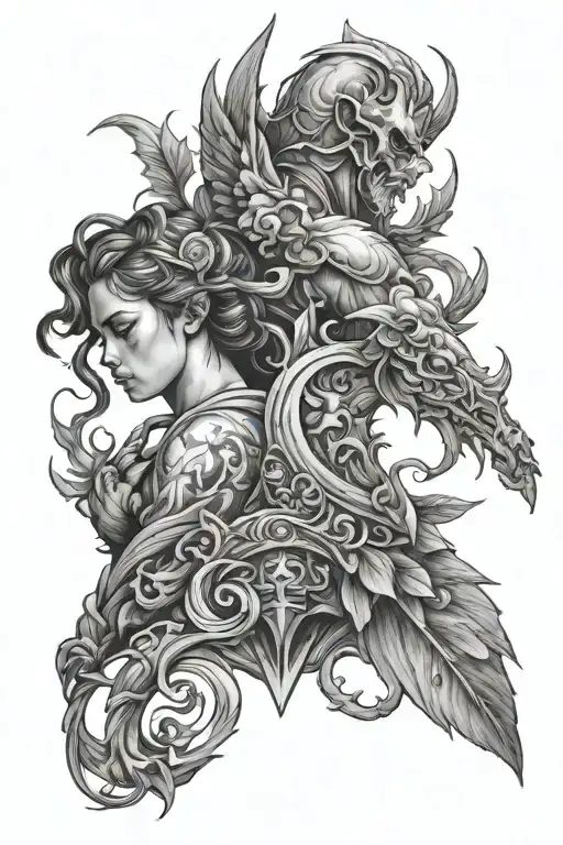 Back Tattoo Good Vs Evil