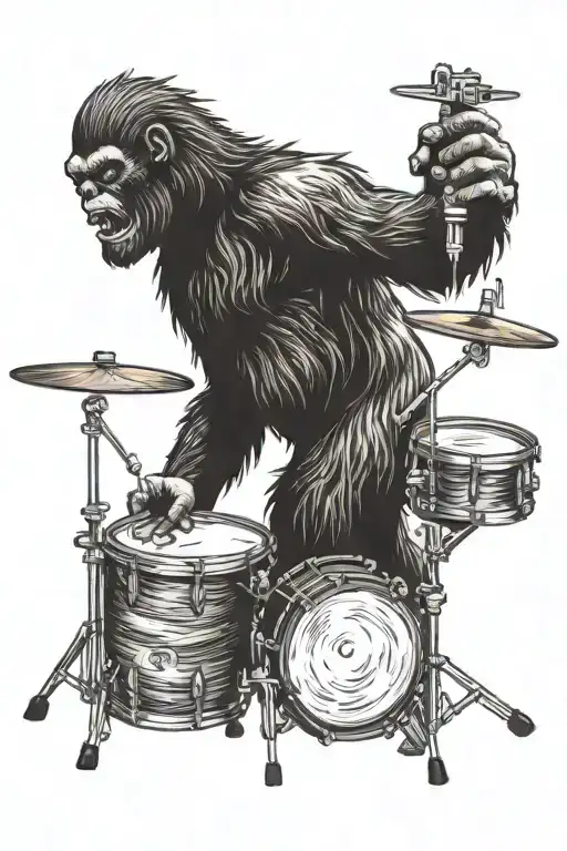 Bigfoot Playing Drums