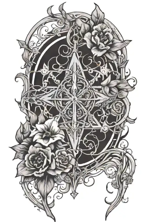 Sephirot Sacred Symbol And Flowers Intertwined