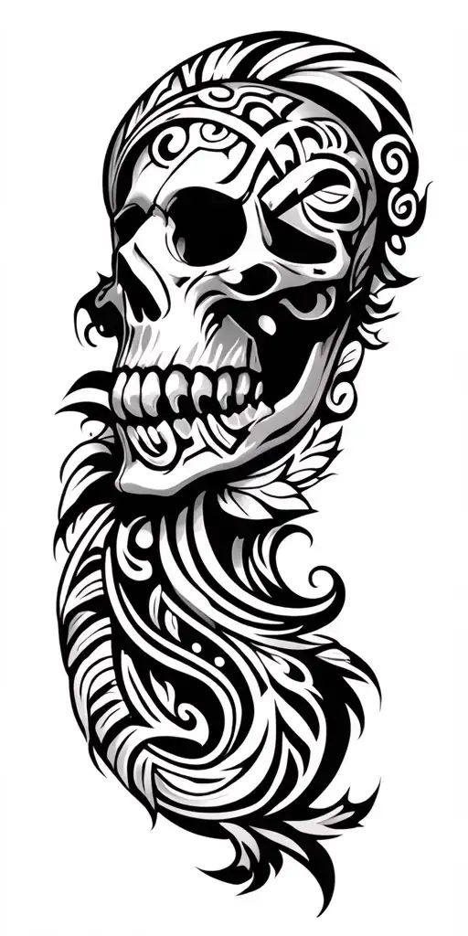 Skull Soft Shading Maori Design Inspired