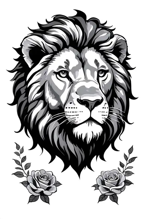 Lion And Roses