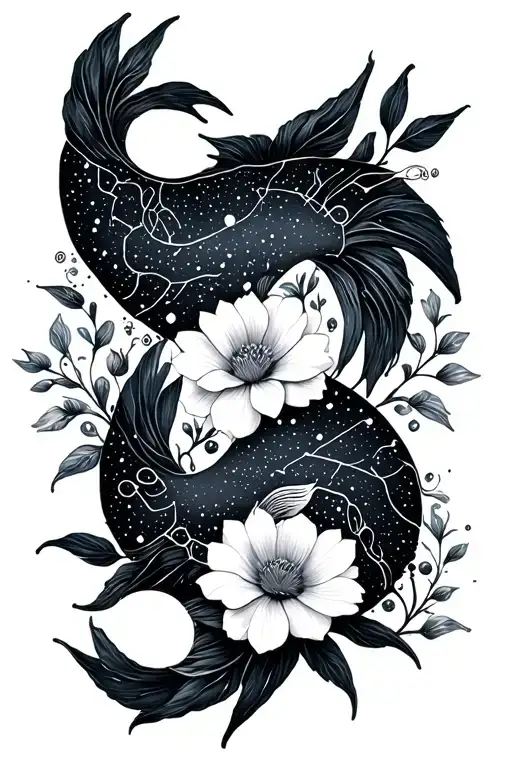 Virgo And Pisces Zodiac Sign Constellation And Flowers