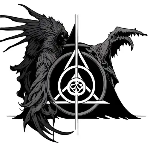 Hp Deathly Hallows Symbol Plus Deatheater Symbol Combined