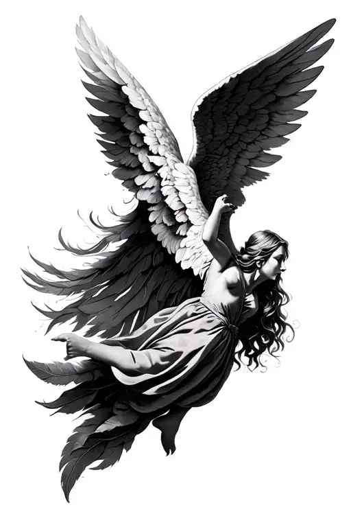 Angel Falling Angel With Feathers
