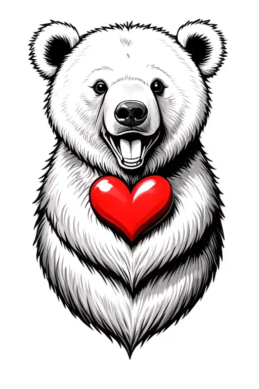 Relistic Bear With Heart In Mouth