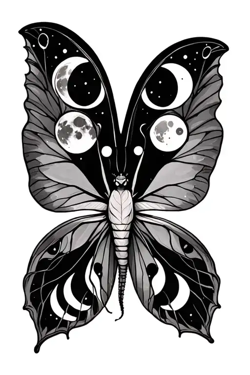 Luna Moth With Moon Phases