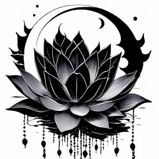 Lotus Flower And Moon Phases With Some Dangly Bits