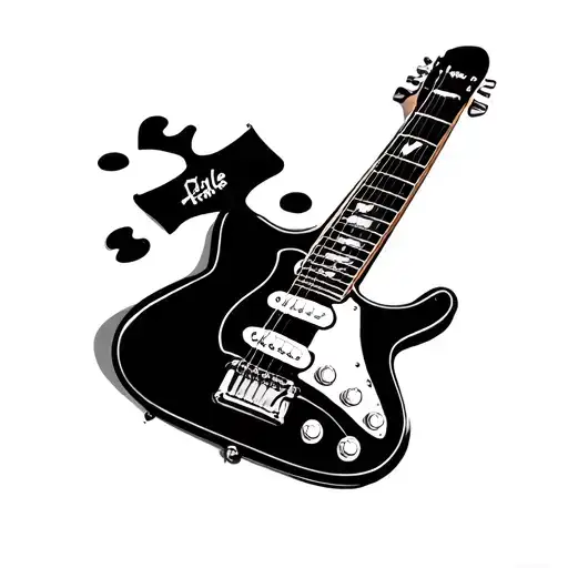 Guitar And Puzzle Piece Made