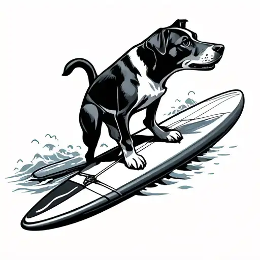 Dog On Surfboard