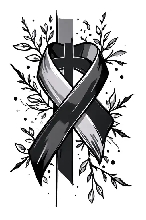 Cross With Cancer Ribbon Wrapped