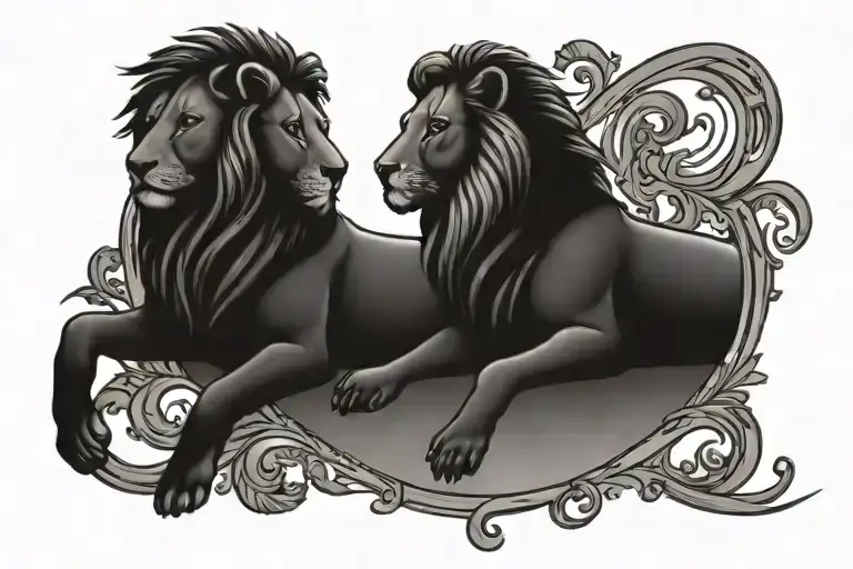 Libra Zodiac And Leo Zodiac Together Representing The Client's Love