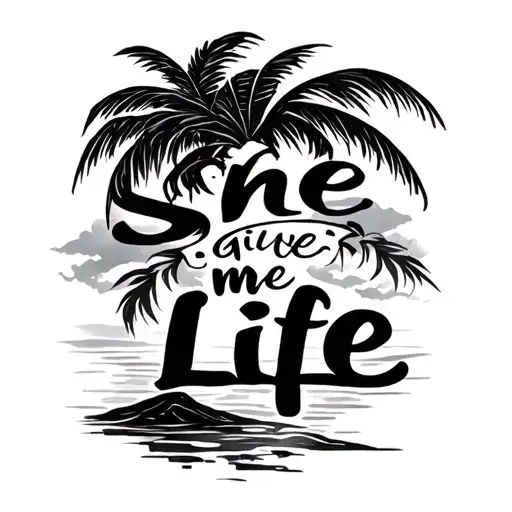 She Give Me Life Saying With Palm Tree