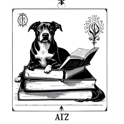 Reading Tarot Card With Dog On Books