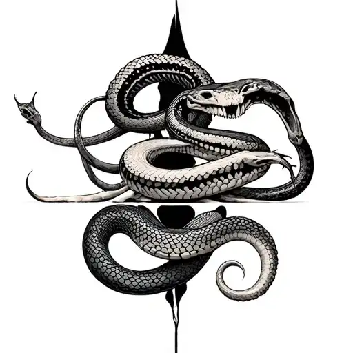 As Above So Below With Snake And Snake Skeleton