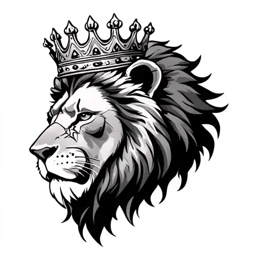 Lion Wearing A Crown On A Side Of His Head With A Scar On The Left Eye