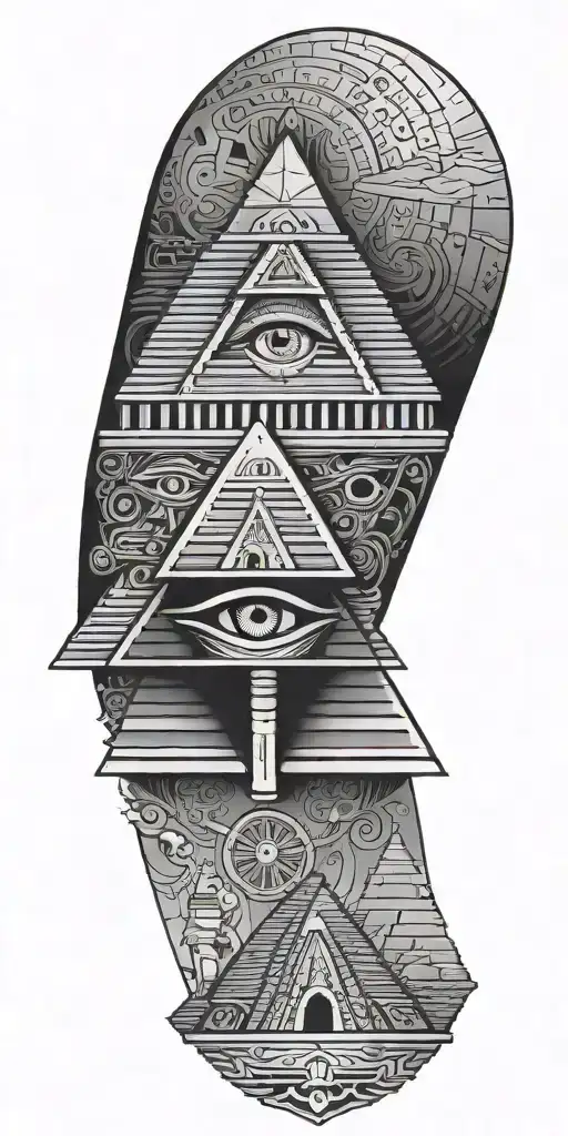 Egyptian Pyramid Include The Eye With Trr Of Life