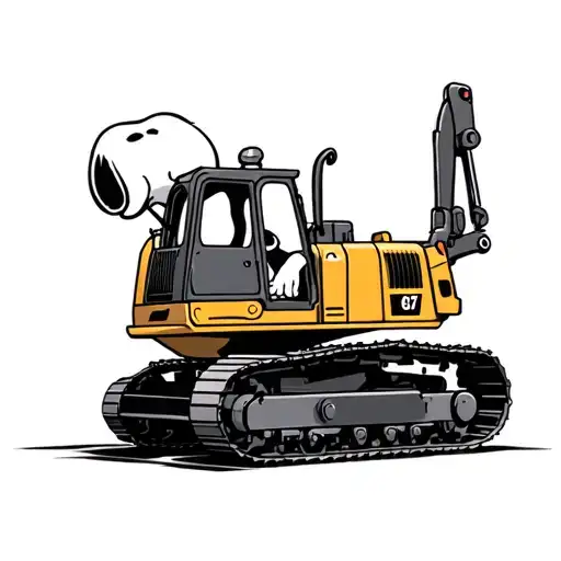 Snoopy On D6 Bull Dozer