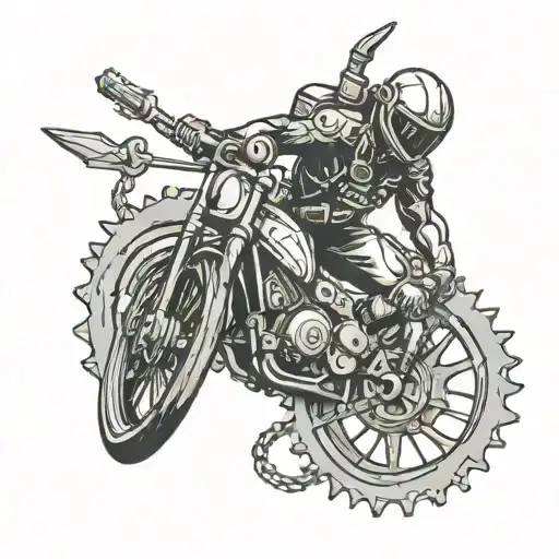 Chain Sprocket With Scuba Diver Holding A Spear Gun In The Middle Of The Sprocket