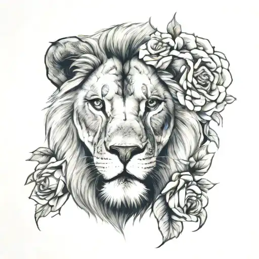 Lion And Rose
