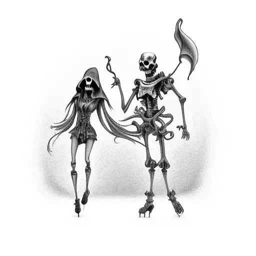 Grim Reaper Dances With Witch