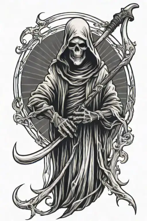 Grim Reaper Holding A Scythe