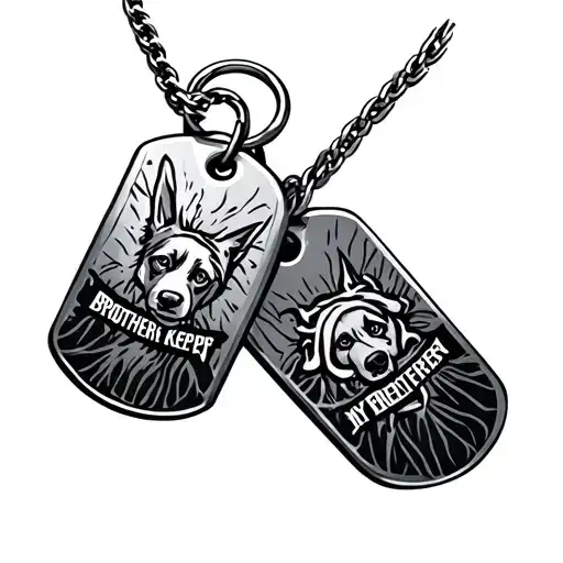 Dog Tags My Brothers Keeper Tattoo Black