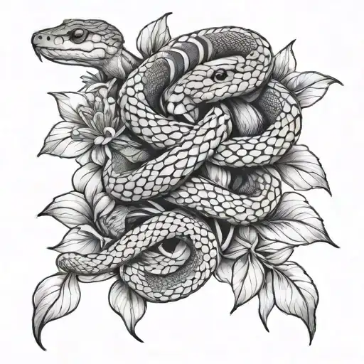 Snake And Flowers