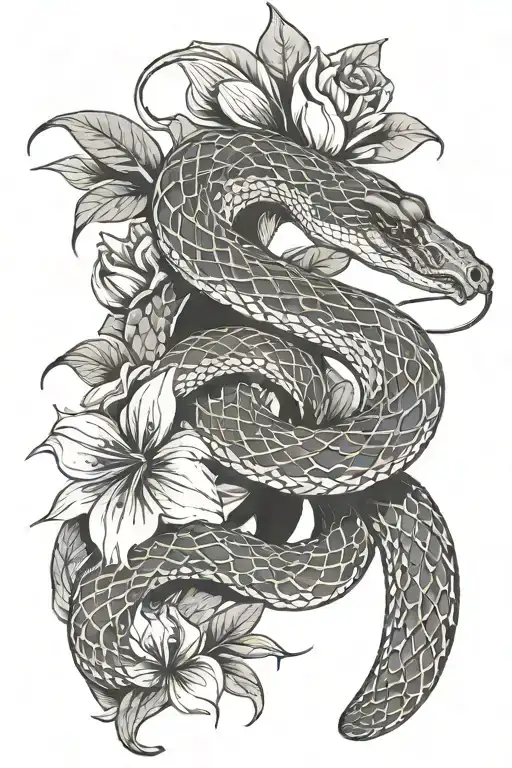 Snake And Flowers
