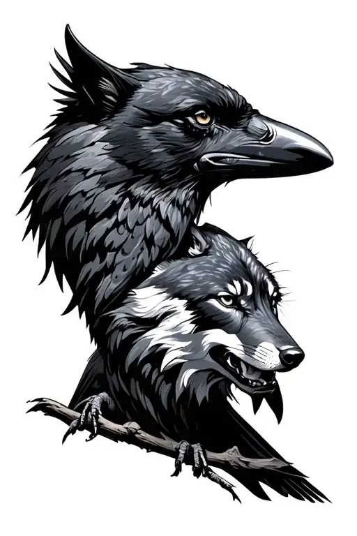A Raven With A Wolf