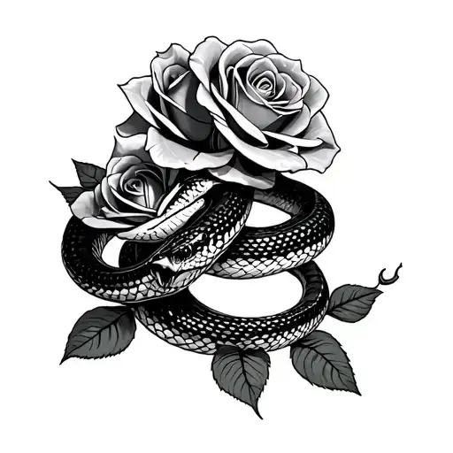 Snake With 2 Roses