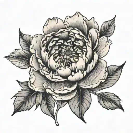 Peony Flower Large Black Leaves