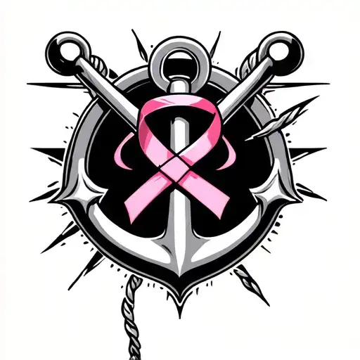 Anchor With A Breast Cancer Ribbon