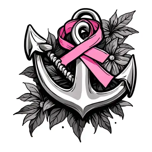 Anchor With A Breast Cancer Ribbon