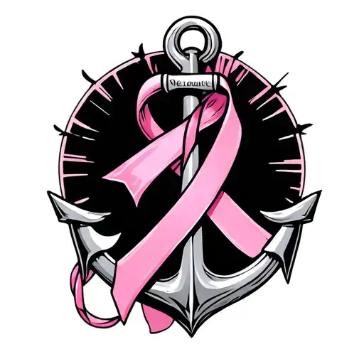 Anchor With A Breast Cancer Ribbon