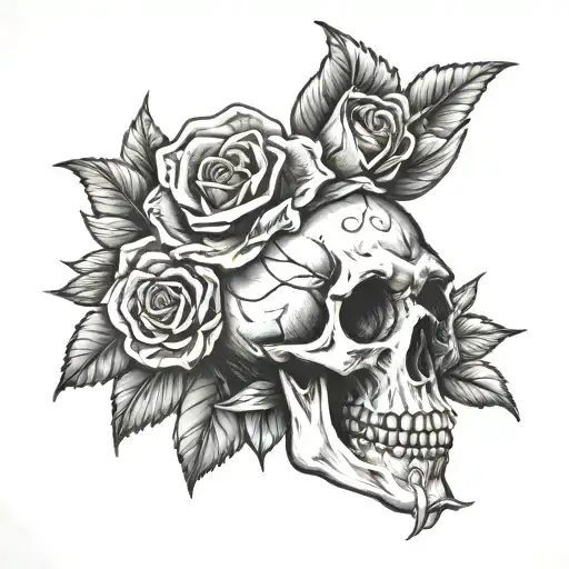 Skull And Flowers
