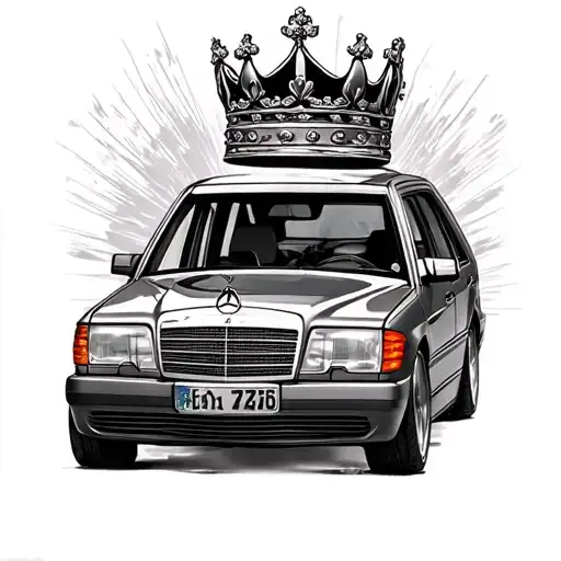 Mercedes Benz W124 With Crown On Top