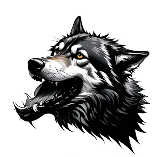Wolf Head Mouth Open