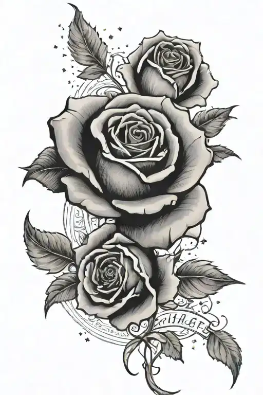 Large Rose With Stars Surrounding Jesus And A Date Of Birth