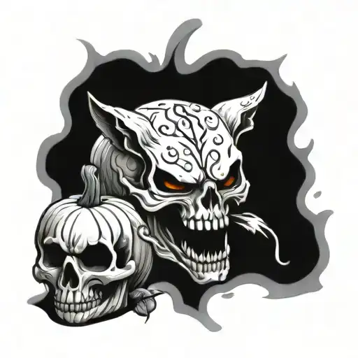 Ghostcat Pumpkin Skull With Blood