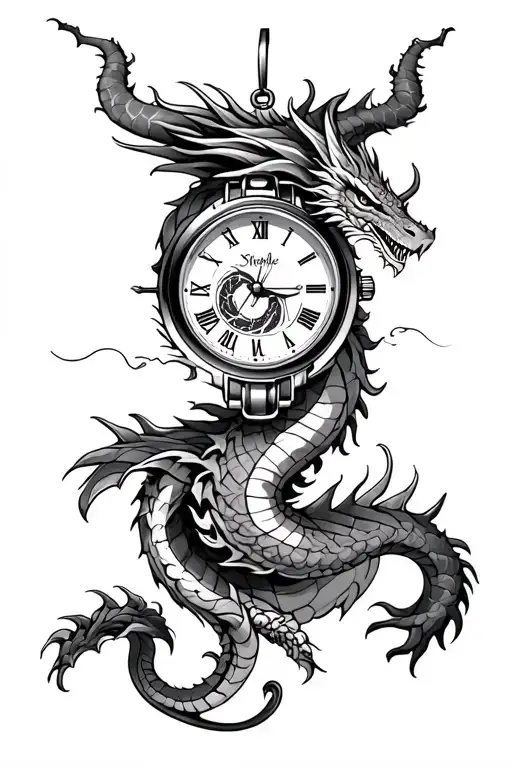 A Long Dragon And Pendant Watch Surrounded