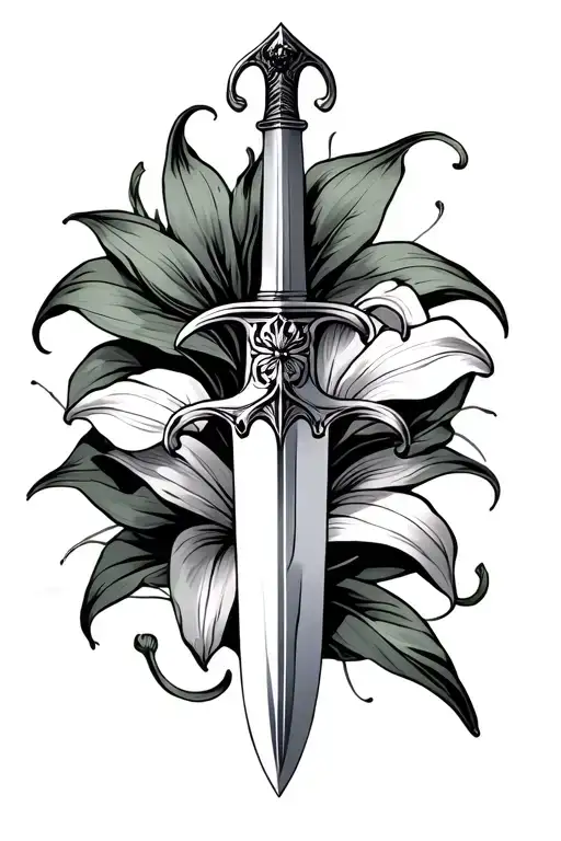 Sword With Lilies Around It
