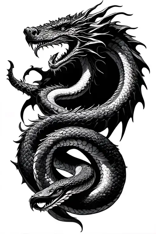 Dragon And Snake Knife Surrounded