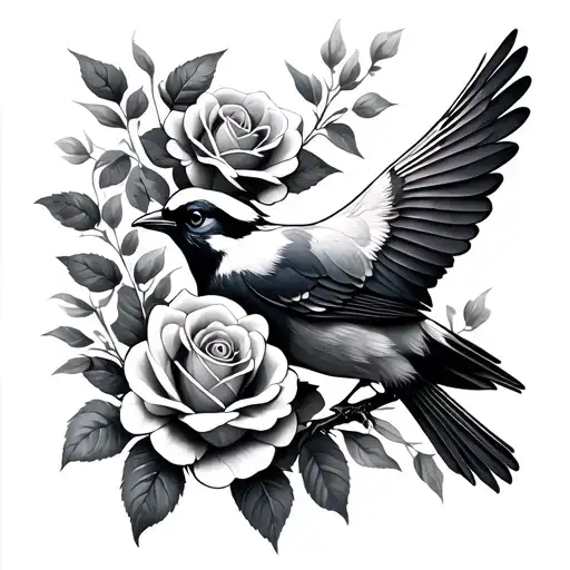 Bird An Roses